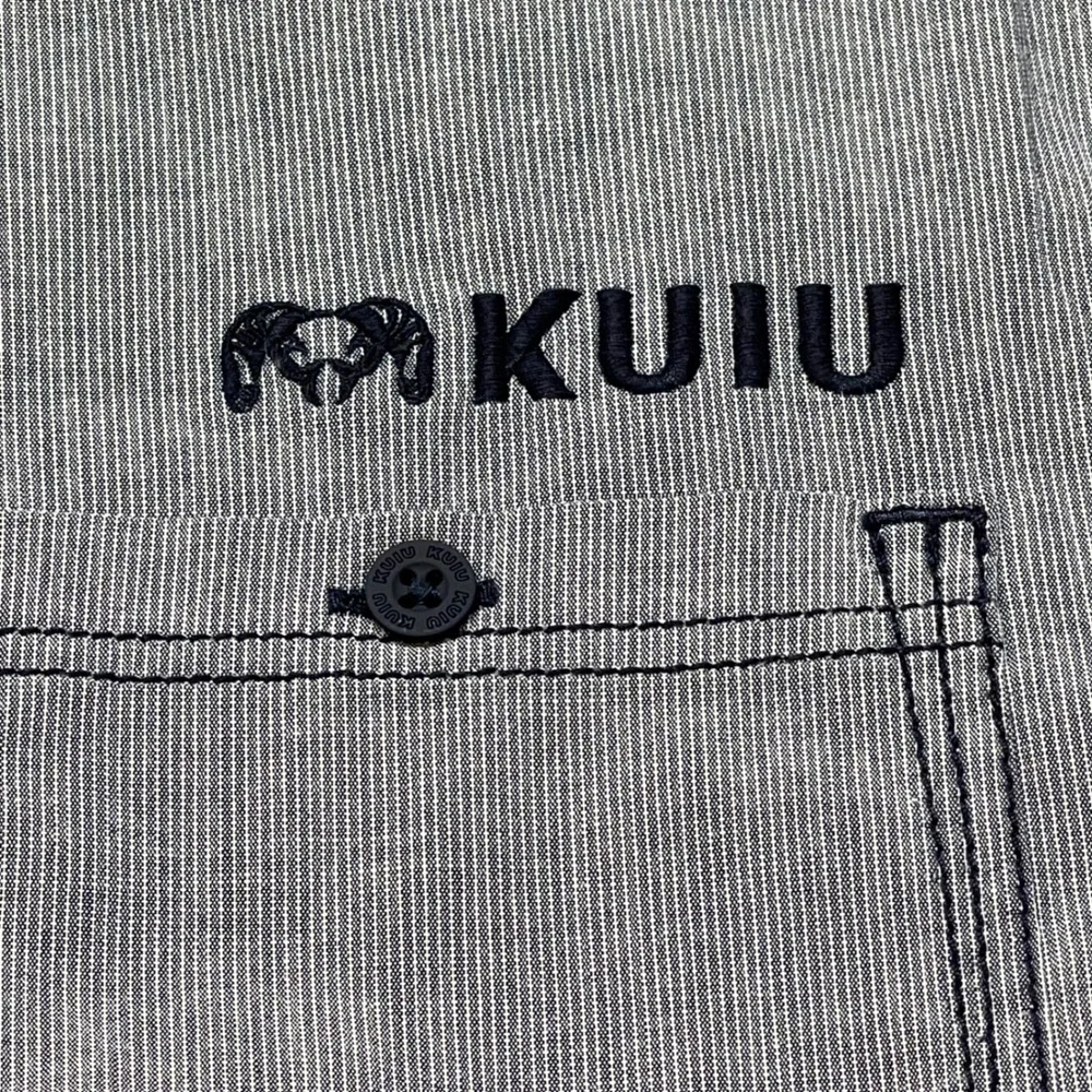 Kuiu Basin Short-Sleeve Button-Down Shirt Mens Grey Micro Stripe Medium - Picture 6 of 10